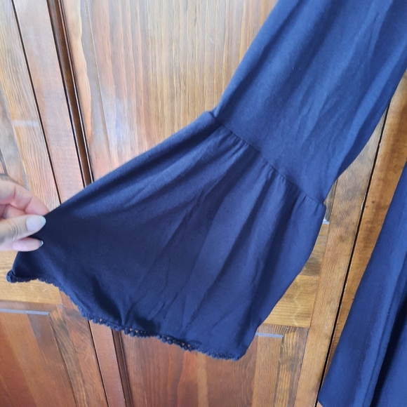 Torrid Mini Jersey Mock Neck Skater Dress Deep Black Long Bell Sleeve Size 2X - Picture 7 of 16